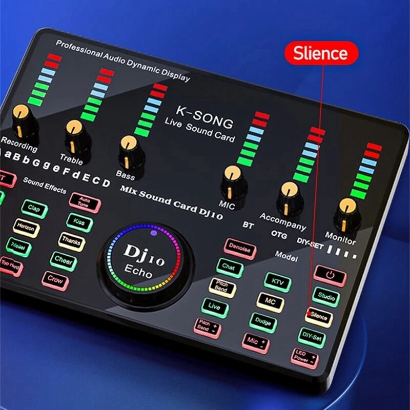 DJ 10 звуковая карта для караоке, запись подкастов, живая трансляция, смешанный шум, беспроводной Bluetooth