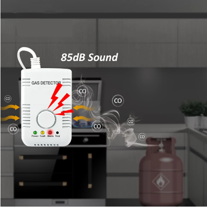 Detector de fugas de Gas para el hogar, probador de fugas de GLP Combustible, Sensor de alarma con válvula de cierre automático DN20 para la seguridad de la cocina del hogar