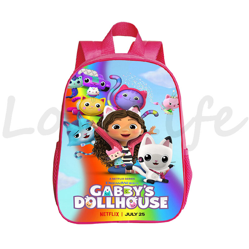 Bonito gabby gatos mochila gabby dollhouse mochila crianças mochilas do jardim de infância dos desenhos animados do bebê meninas sacos mochila