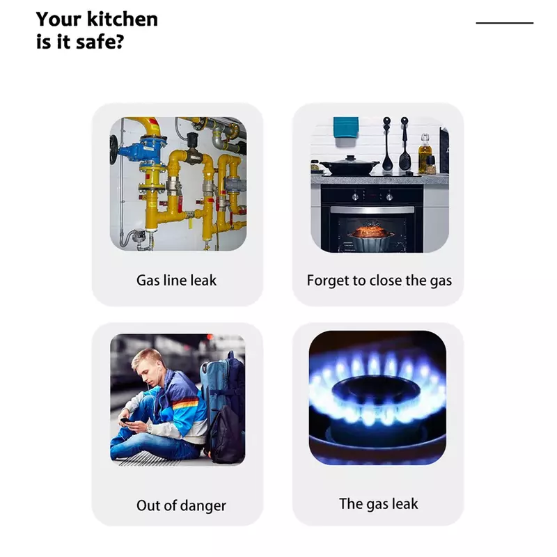 واي فاي استشعار الغاز الطبيعي ، Tuya إنذار الذكية ، كاشف تسرب الغاز ، الأمن من الحرائق ، LCD الرقمية ، عرض درجة الحرارة للمنزل ، المطبخ