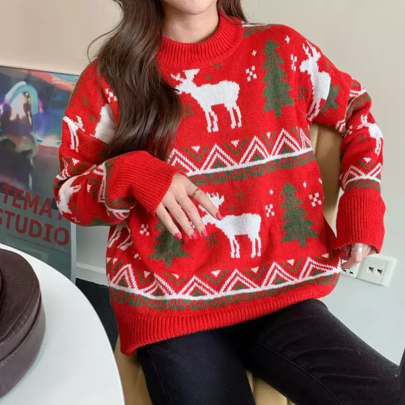 Sweater Pullover wanita, atasan sweter gaya Barat Perancis, Sweater modis lengan panjang musim gugur dan musim dingin