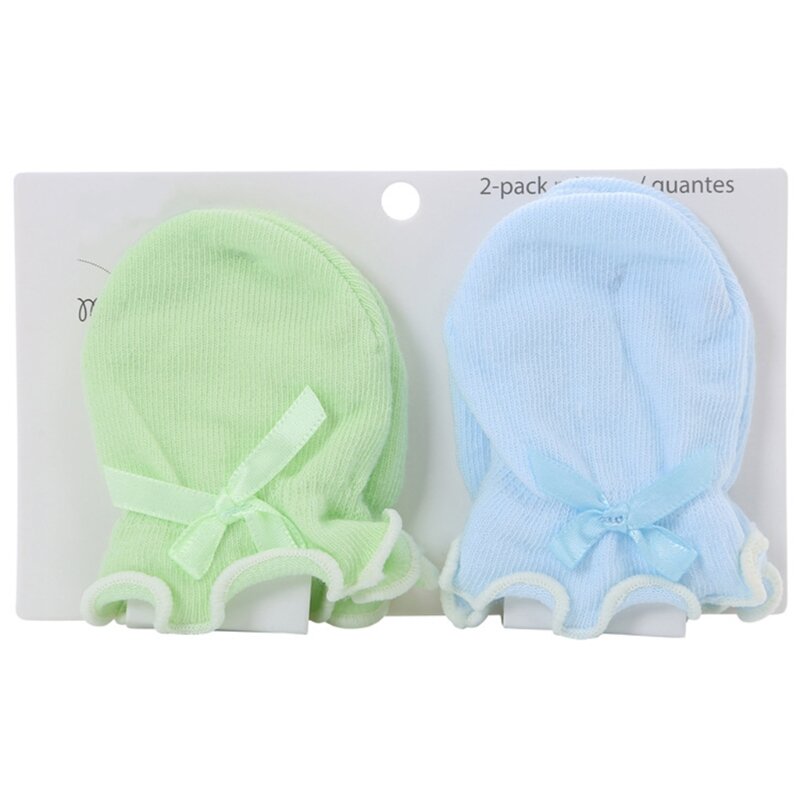 2 paires gants en coton doux anti-rayures pour bébé, nouveau-né pour Protection du visage Scra