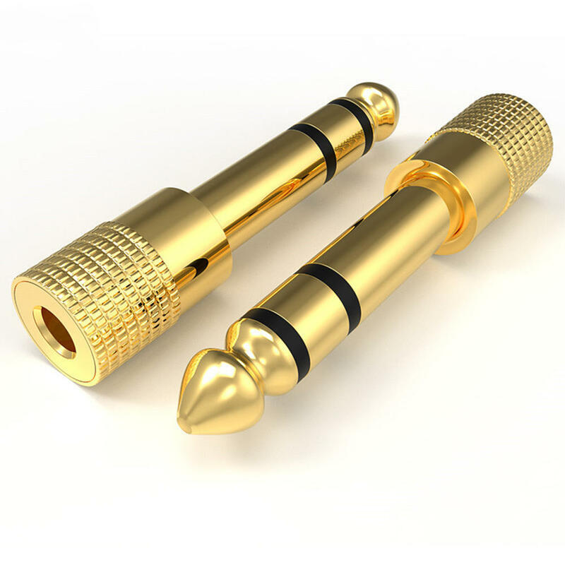 Złoty 6.3mm 1/4 "męski wtyk do 3.5mm 1/8" żeńskie gniazdo słuchawki Stereo Adapter Audio Home złącza Adapter mikrofon gorący bubel