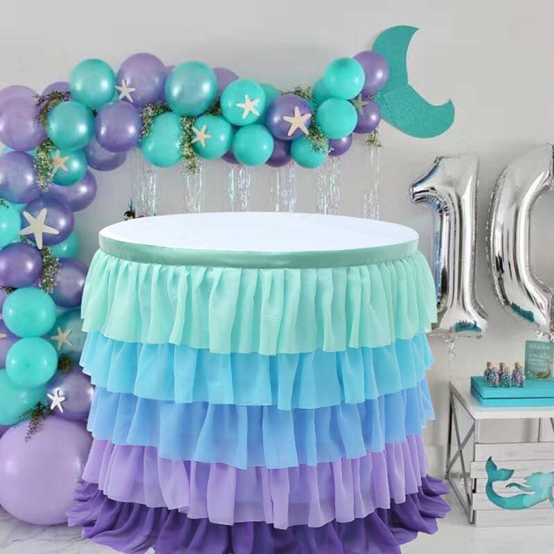 5 Layer Tulle Table Skirt Tutu Table Skirts Tableware Baby Shower Birthday Party Decorations Banquet Wedding Home Party Supplies
