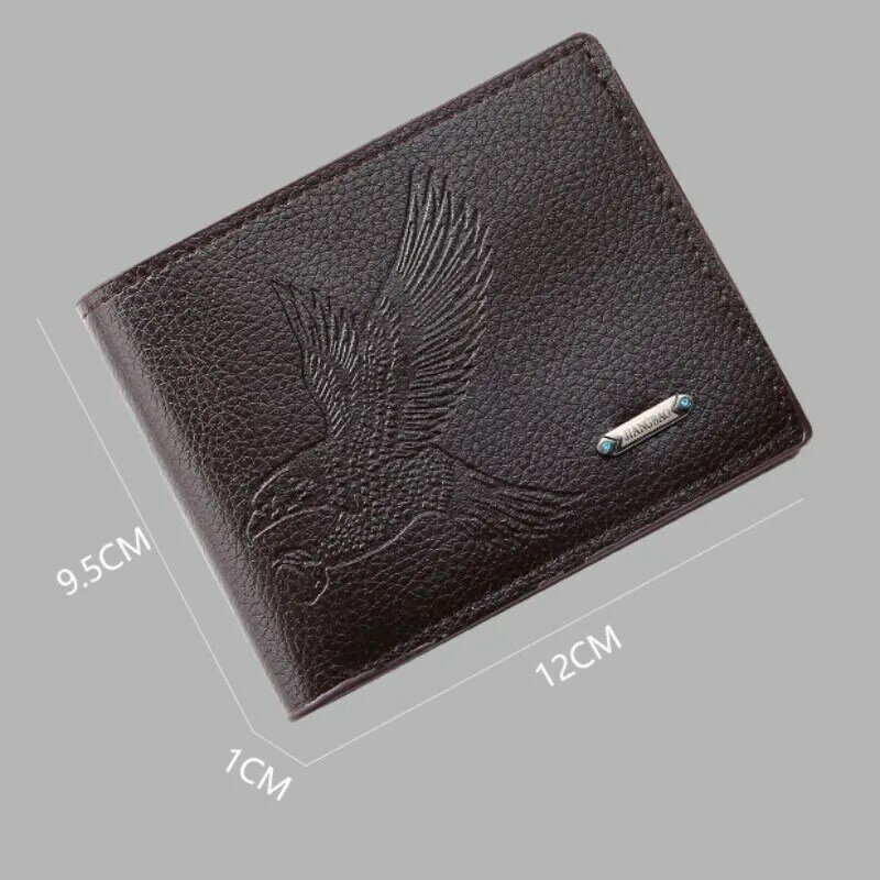 Portafoglio da uomo di alta marca portafoglio corto in rilievo Eagle portafoglio orizzontale in pelle Pu Multi Card Business Casual portamonete per carte di credito