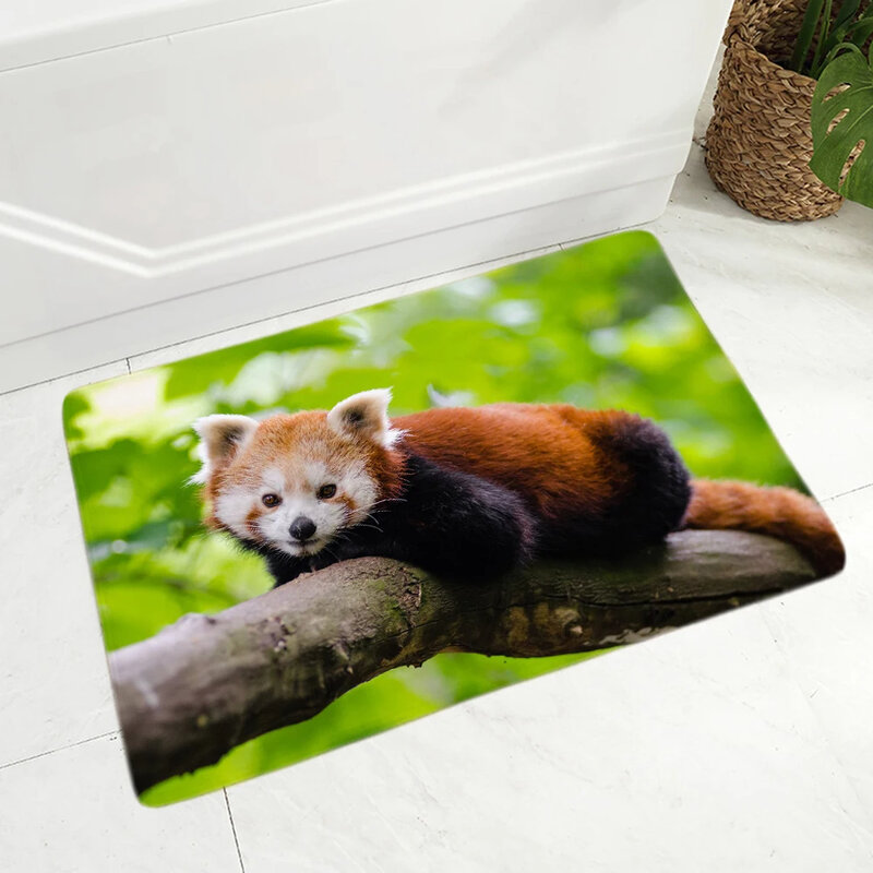 Raccoon Bathroom Doormat Wild Animal Carpet Non Slip Cute Raccoon Print Indoor Accent Rug for Kids Boys Girls Gifts Room Decor