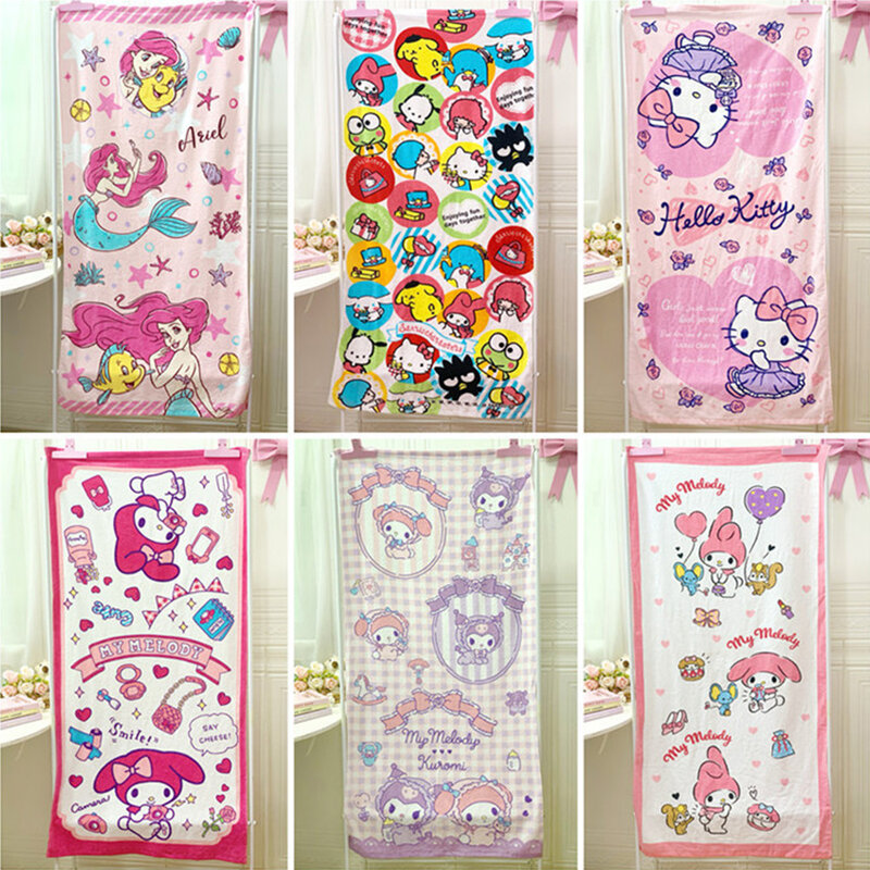 Hello Kitty Sanrio Towel Melody Boy Girl Blanket Cartoon Bath Towel Cotton Children Beach Big Towel Wrapped Towel Cover Blanket