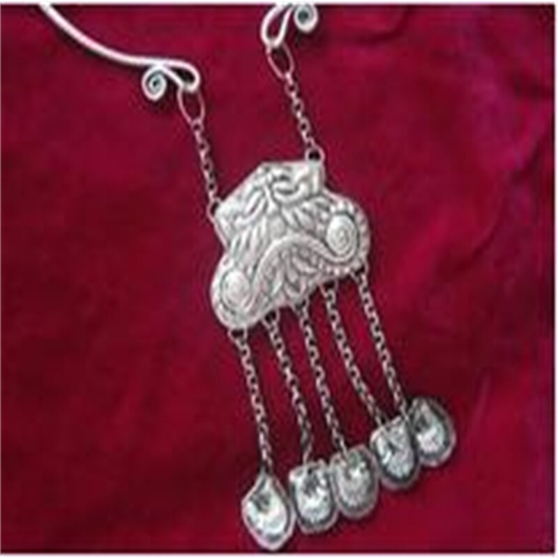 Miao de prata artesanal, joias personalizadas, acessórios hanfu, colar retrô, colar com pescoço, borboleta