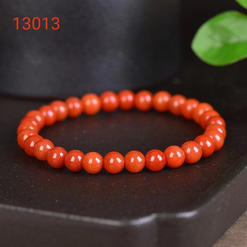 Golden Silk Jade Hand Chain Natural Red Stone 6mm Beads Elastic Bangle Fine Womens Gemstone Bracelets Charms Jewelry Accessories