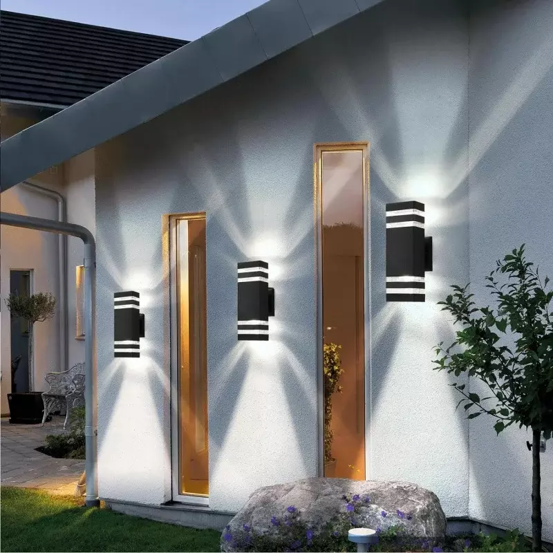 Tewei 6 pack applique da esterno, supporto per lampada da esterno nero moderno per casa, alluminio impermeabile U