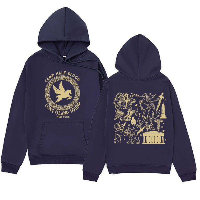 Two-sided Camp Half Blood Comfort Hooded Percy Jackson and The Olympians Aesthetic Sweatshirt Men Women Retro Long Sleeve Hoodie