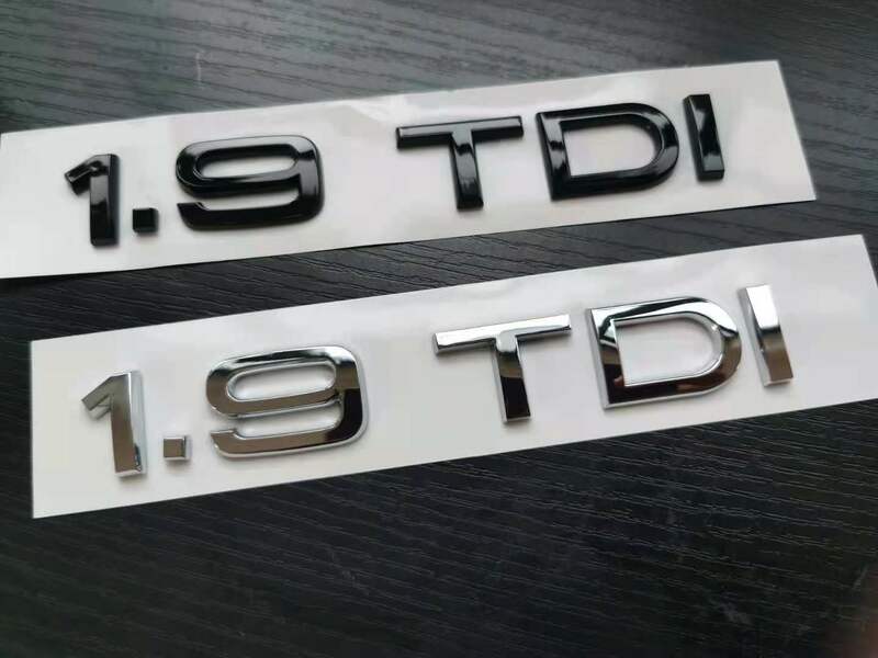 1X Chrome glossy black ABS 1.9 TDI Car Body posteriore Trunk Emblem Badge Sticker per accessori Audi