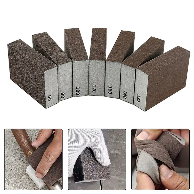 Bloques de esponja de lijado de piezas, herramientas abrasivas de arena pulida, 60 a 320Grit, bloque de arena de pared, 100x70x25mm, 1 unidad