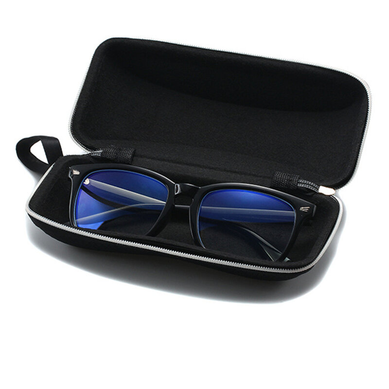 Portable Zipper Sunglasses Case Box, Protetor de óculos, Óculos Acessórios, Vintage Black Hard Shell, Unisex, 1Pc