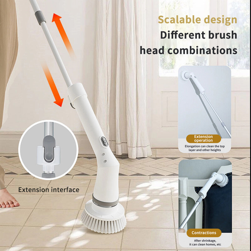 Electric Spin Scrubber, Cordless Cleaning Brush with 2 Adjustable Speeds, Shower Scrubber for Bathtub Tile Sink Bathroom Kitchen