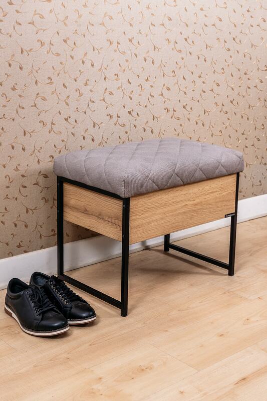 Metal de madeira encaixotado puff banco assento sapato rack sapato pintura escova caixa gabinete