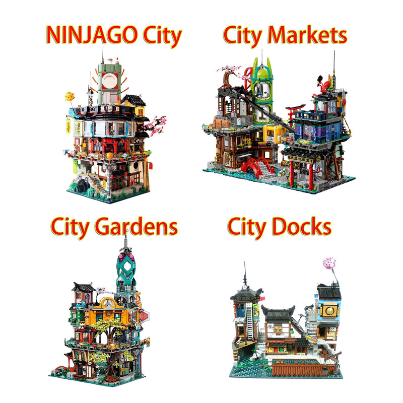 With LED Lights Famous Model City Compatible 70620 71799 71741  Building Blocks Bricks Toys for Kids Christmas birthday Gifts