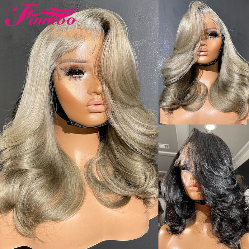 5x5 Glueless Ash Bonde Colored Lace Front Wig Loose Deep Wave Brazilian Remy Human Hair Wigs For Women HD Transparent Lace Wig