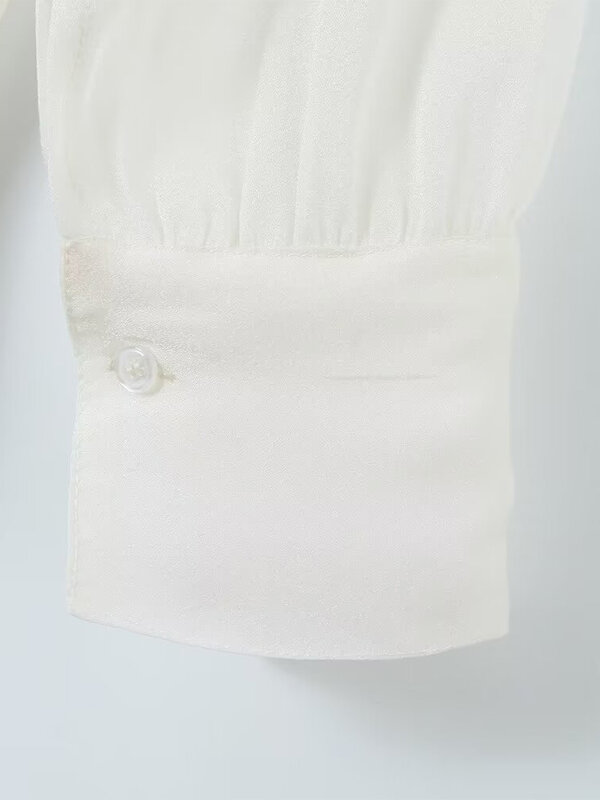TRAF-2024 odzież damska błyszczy. Cekinowa warstwowa atmosferyczna koszula luźny top z długimi rękawami koszula z okrągłym dekoltem nowy letni styl