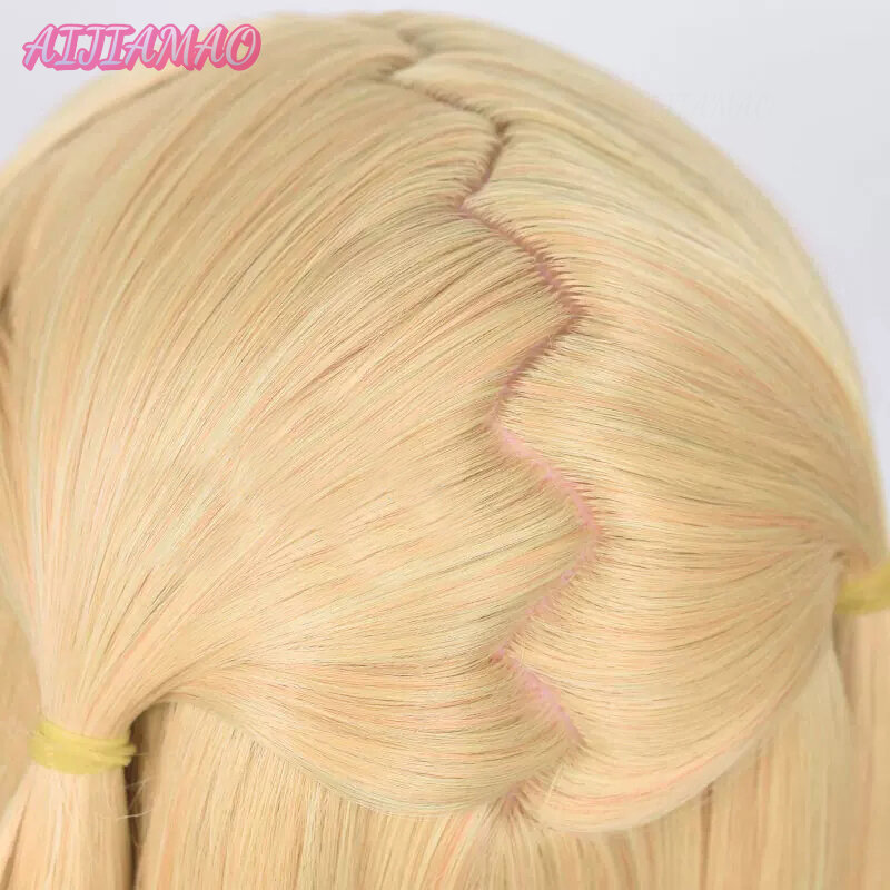 Nuovo! Parrucca Cosplay fiscl parrucca fiscl lunga 65cm capelli dorati parrucche sintetiche resistenti al calore per feste Cosplay Anime