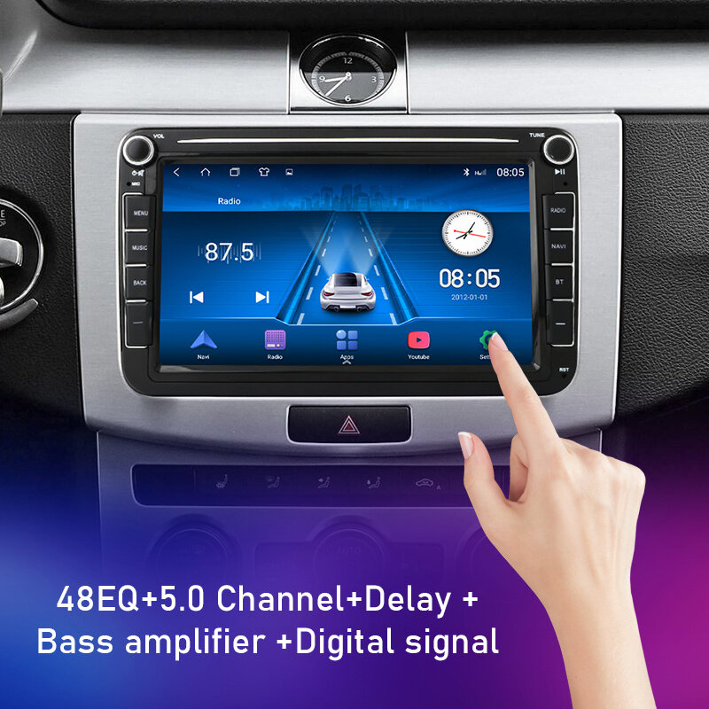 JMCQ 2Din Android 10 Radio Mobil Multimeter Pemutar Video Stereo untuk VW/Volkswagen/Golf/Passat/B7/B6/Skoda/Seat/Octavia/Polo/Tiguan