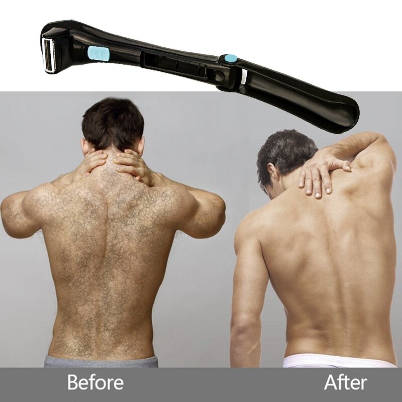 Removedor de cabelo traseiro elétrico dobrável para homens, bateria de depilação manual, 180 graus
