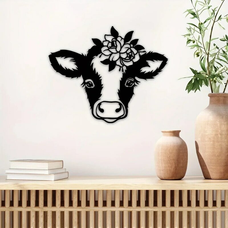 CIFVP Deco-Autocollants en métal de vache mignonne, décoration artistique pour la maison, animal drôle, mur de la maison, chambre d'enfant, maternelle