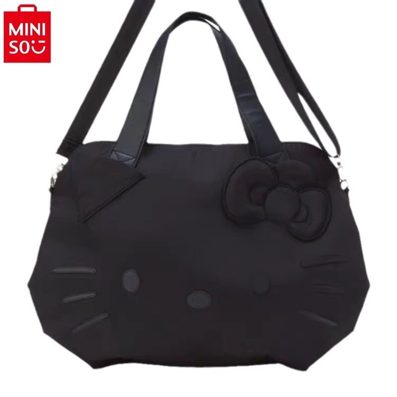 MINISO Sanrio Fashion Large Capacity Travel and Business Luggage Bag for Women's Cute Hello Kitty Printed Pullover Handbag