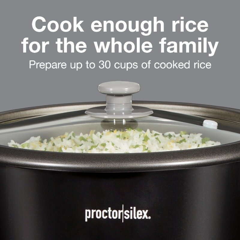 Fogão e vapor de arroz Proctor Silex, capacidade extra grande, inclui acessórios, preto e prata, 30 xícara, 37555