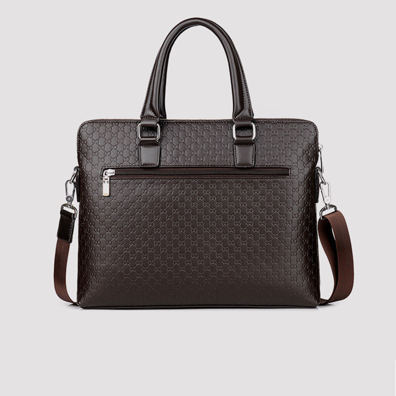 Luxury Leather Men's Briefcase Horizontal Handbag Tote Bag Large Capacity Male Shoulder Messenger Business Laptop