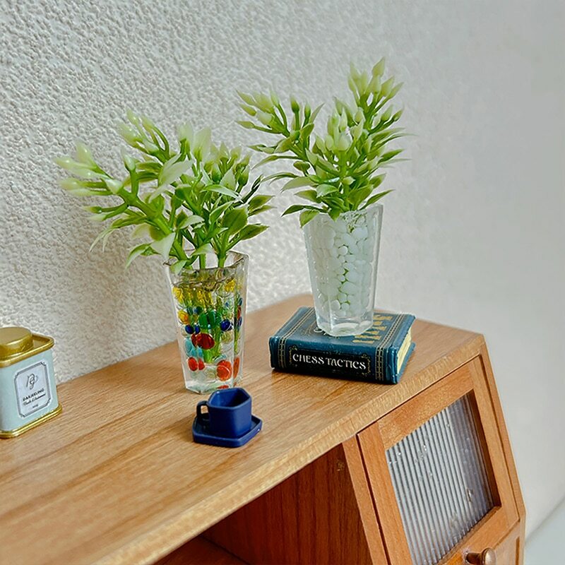 Accessori fai da te in miniatura per casa delle bambole mini pianta in vaso con modello di bottiglia di vetro simulazione vaso di piante verdi giocattoli regali artigianato