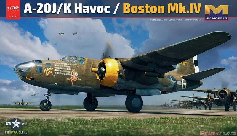 HK Model 01E040 1/32 A-20J/K Havoc/Boston Mk.IV (пластиковая модель)