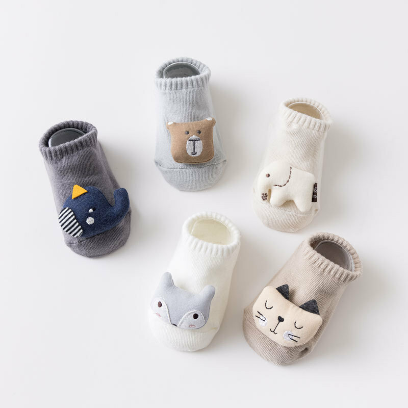 Calcetines cortos antideslizantes para bebé recién nacido, niño y niña, medias de algodón cálidas para el hogar, accesorios para niños pequeños