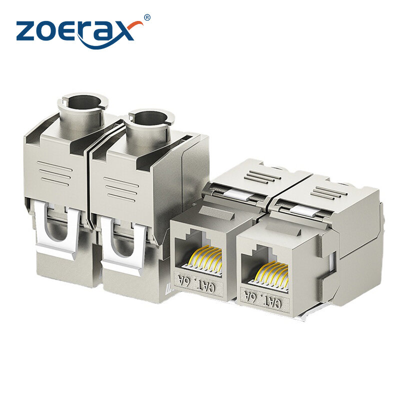 ZOERAX-conector Keystone Cat6a Cat7, 1 piezas, RJ45, STP, tipo sin herramientas, módulo de aleación de Zinc, acoplador adaptador para Cable de 22 a 26 AWG