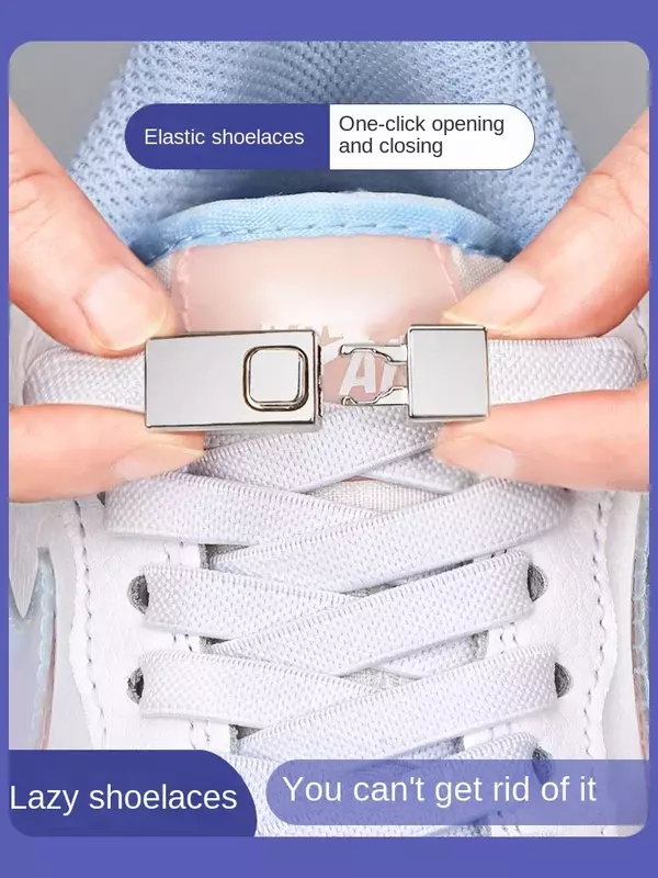 Cadarços de sapatos elásticos sem laços, Pressione Bloqueio Inserir Cadarços Fixos, Sapatilha Adulto Cadarço Plano para Criança, 8mm, 2024