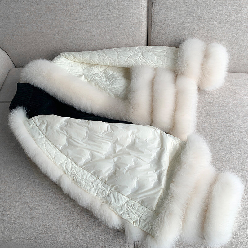 Aorice-Casaco Real Fox Fur para mulheres, forro de pato, casaco macio, acessórios de inverno, nova moda, CT319