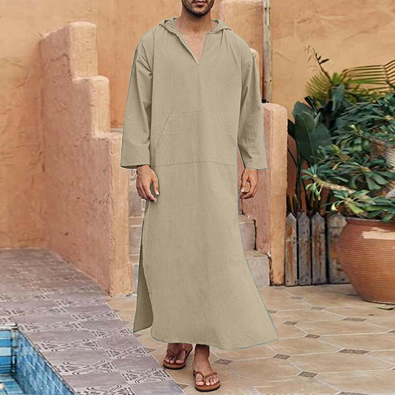 Islamic Jubba Thobe Long Sleeve Robe Shirts Hoodies Saudi Arab Kaftan Long Jubba Thobe Hombre Muslim Men Abaya Clothing