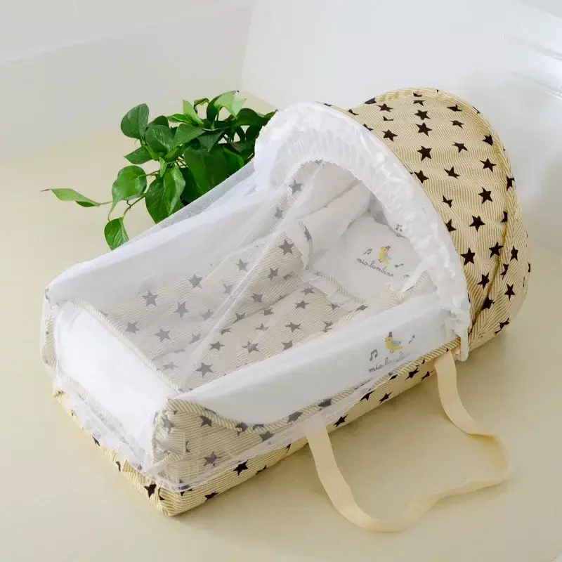 Колыбель для новорожденных, портативная корзина для сна с москитной сеткой, роликовая для детской коляски