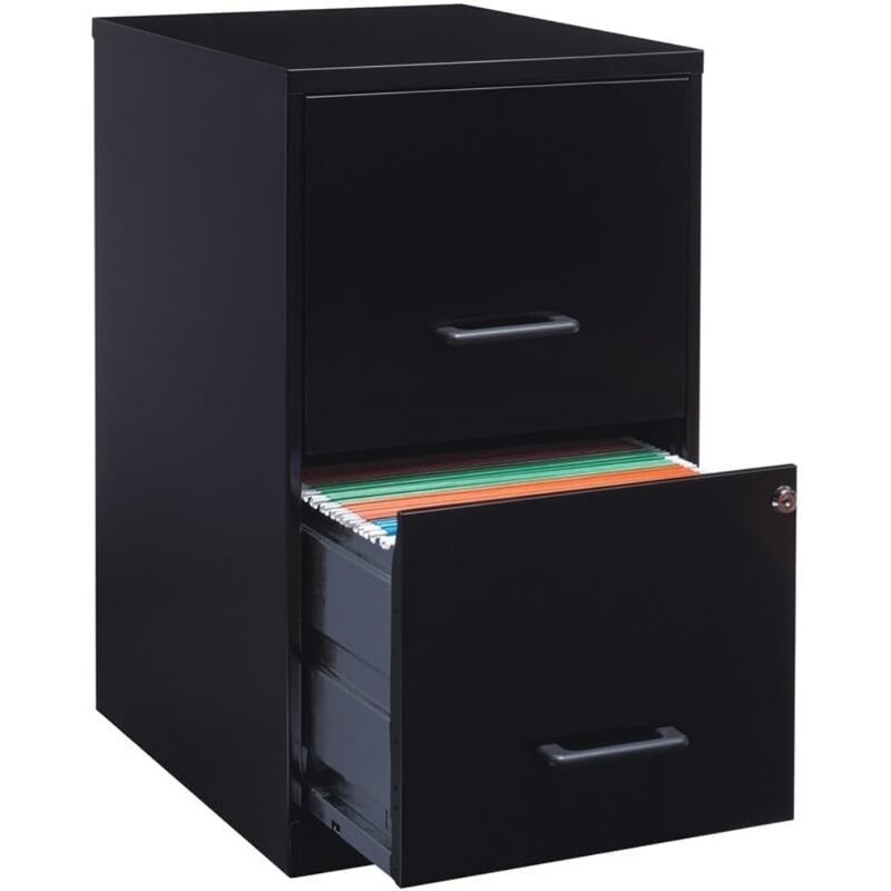 Черный шкаф для документов с 2 выдвижными ящиками