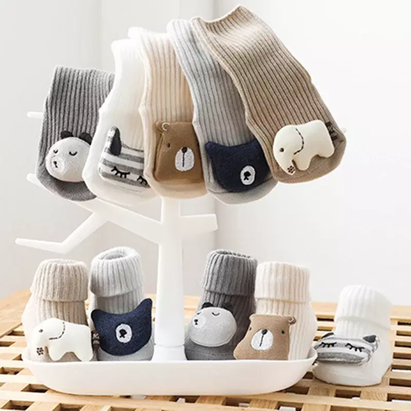 Весенние белые нескользящие носки для новорожденных с изображением мультяшных животных осенние мягкие хлопковые нескользящие детские носки для мальчиков и девочек