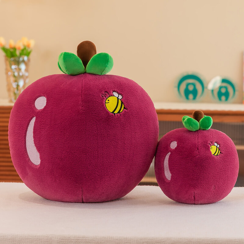Simulation Orchard Persimmon Mangosteen Cartoon Caterpillar Apple Plush Toy Creative Stuffed Imitation Fruit Pillow Home Decor