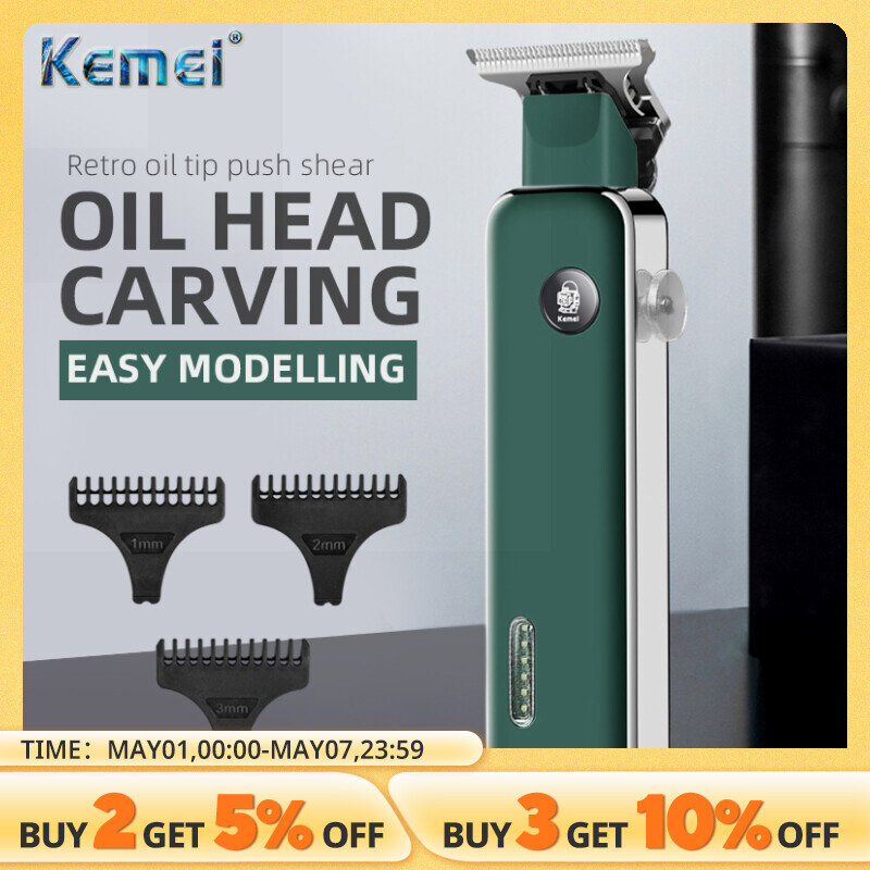 Kemei-5098-cortadora de pelo eléctrica para adultos y niños, máquina inalámbrica recargable por USB, profesional