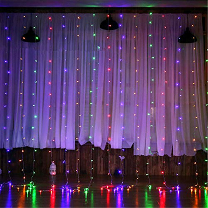 3x3M 300LED Curtain Icicle String Lights Christmas Fairy Lights Garland Outdoor Home For Wedding/Party/Garden Decoration 220V EU