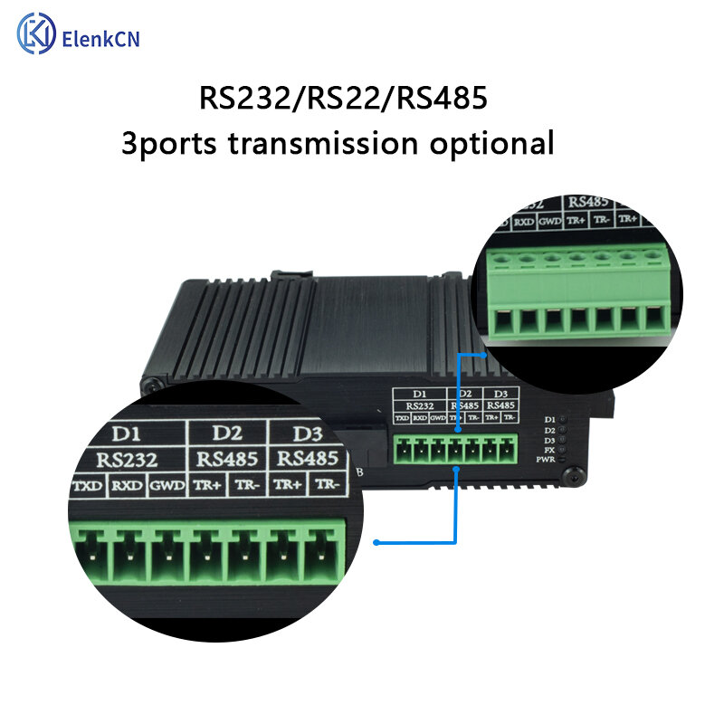 2 RJ45 Singl-ring Fiber Media Converter Integrated Modules 1310nm 20km Optical Fiber Transmission Extenders IP40 Media Switch