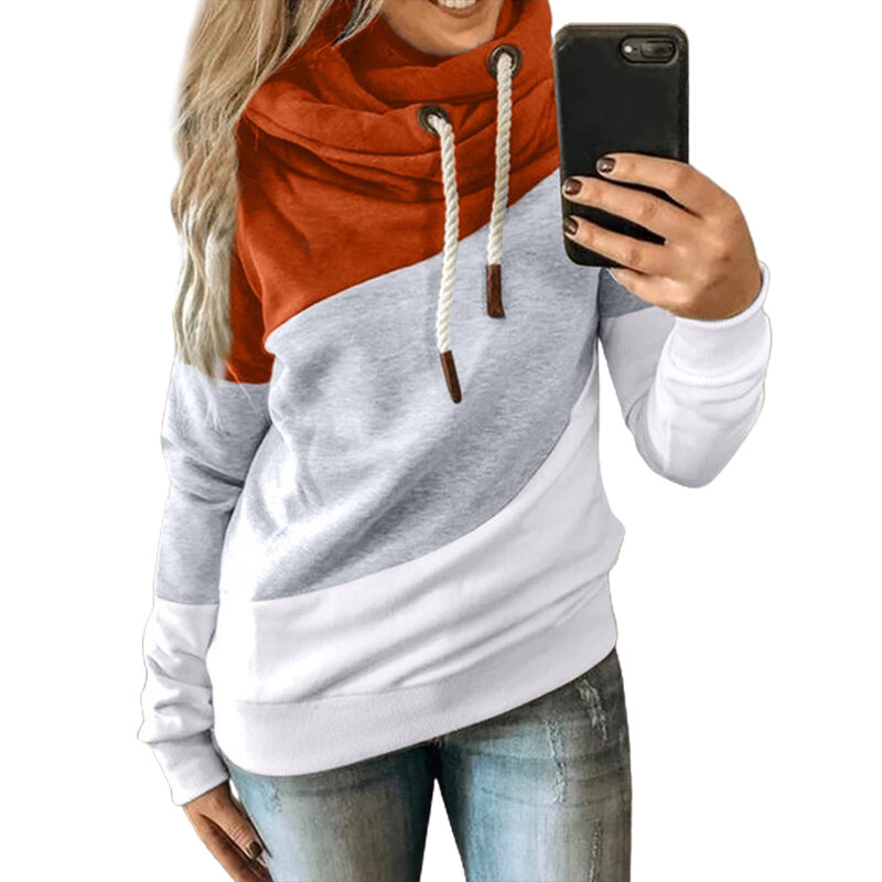 Frauen Herbst Winter Sport Nähte Hoodie Sweatshirts Baumwolle Mischung Patchwork Langarm Sweatshirt Pullover Warme Mit Kapuze Tops