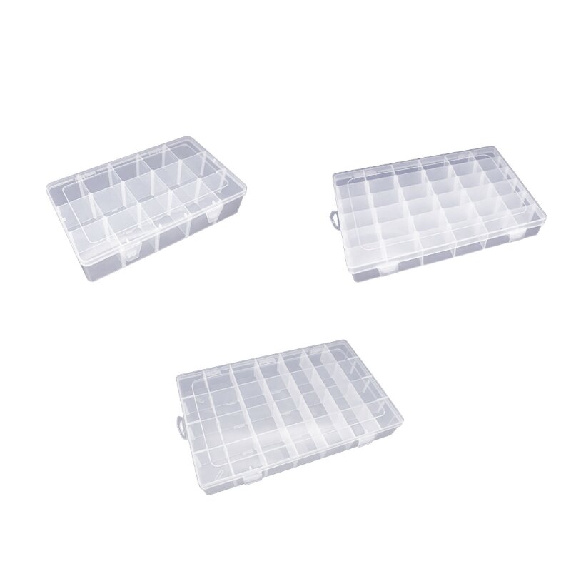 K1KA-caja de plástico transparente para manicura, 15/28/36 rejillas, joyería