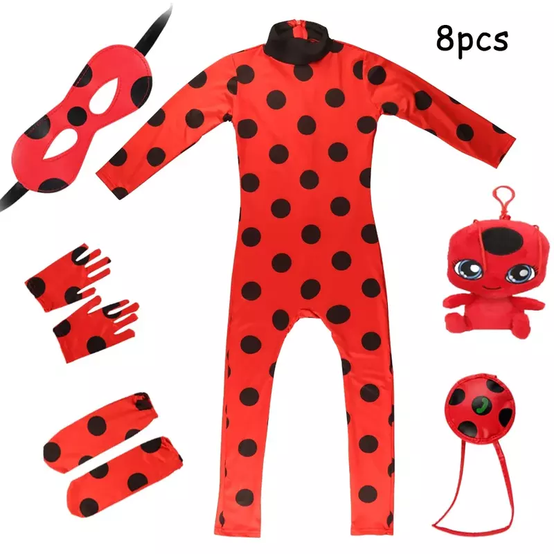 Kids Anime Ladybird Costume with Mask Girl Cosplay Carnival Party Stage Performance Clothing for children