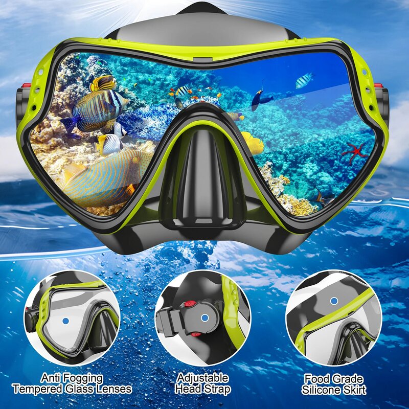 Snorkel Máscara De Mergulho Com Nariz, Óculos De Natação, Kit De Treinamento, Adulto