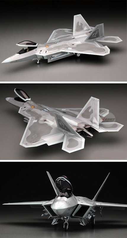 Hasegawa-modelo ensamblado estático 07245, juguete a escala 1/48, para F-22 americano "Raptor", kit de combate oculto