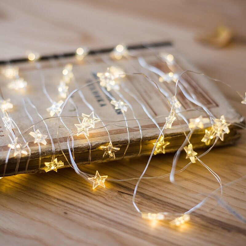 2m/4m/6m STARS Fairy Lights for Bedroom String Battery Powered Adapter Christmas Lights Garland Wedding Party Decoration Holiday